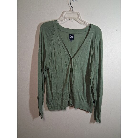 Gap Linen Cardigan Sweater Business Casual Button Up Green Size Large - Picture 1 of 6